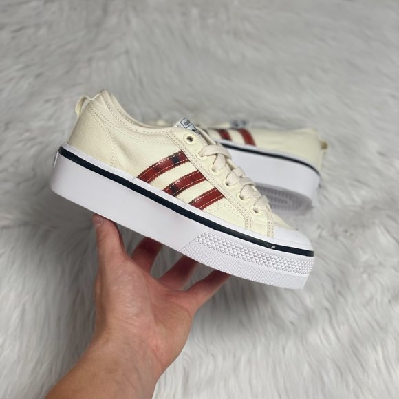 adidas Originals Shoes - Adidas Originals Nizza Low Womens Platform Shoes White GX6225 NEW Size 9